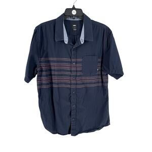 Vans Men's Navy Blye Tailored Fit Short Sleeve Button-Up Shirt Size XL